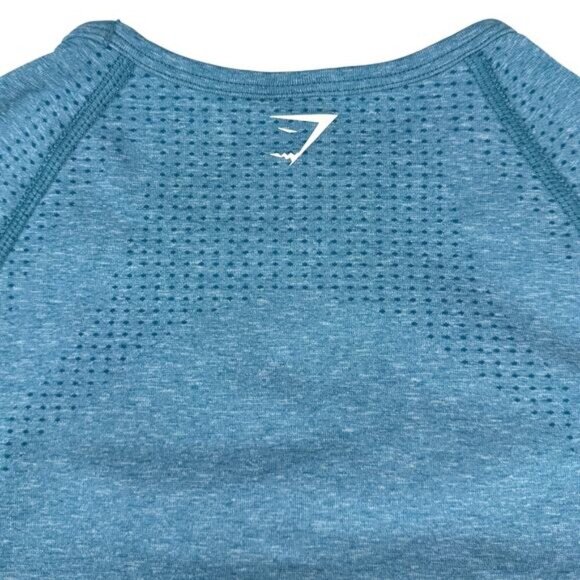 GYMSHARK Vital Seamless 2.0 Long Sleeve Top Sz Small Tahoe Teal Marl - Picture 6 of 6